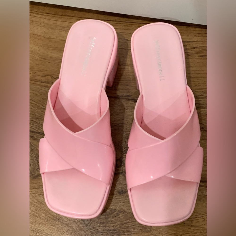 Jeffrey Campbell pink jelly slides